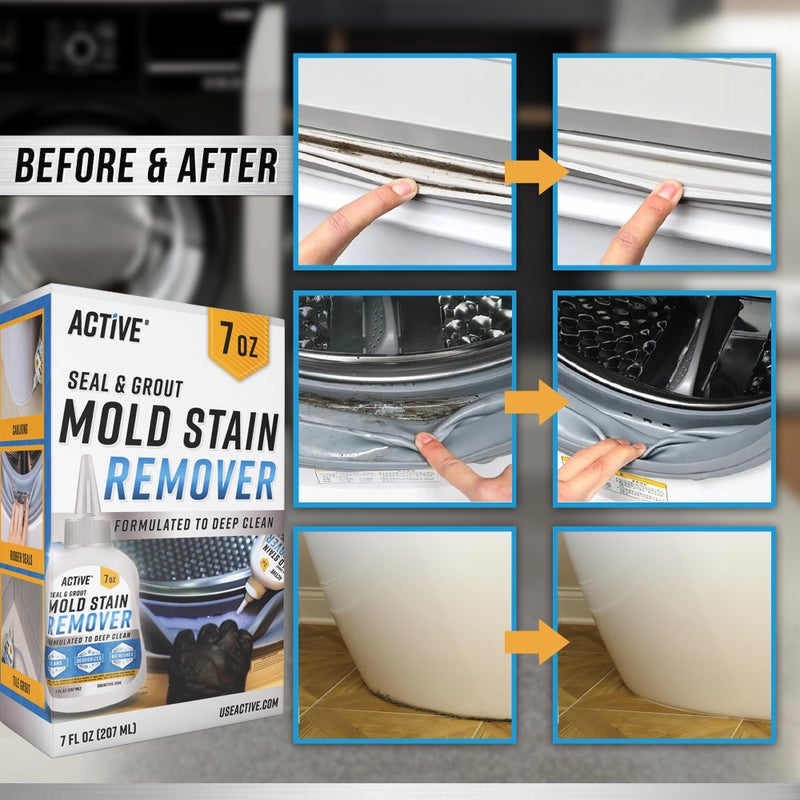 Active Mold Stain Remover Gel Cleaner - ACTIVE Heavy Duty Stain Cleaner for Front Loader Washing Machine Seal, Bathroom Grout, Shower, Caulk - Front Load Washer Cleaning Solution - 7 Fl Oz - Image 4